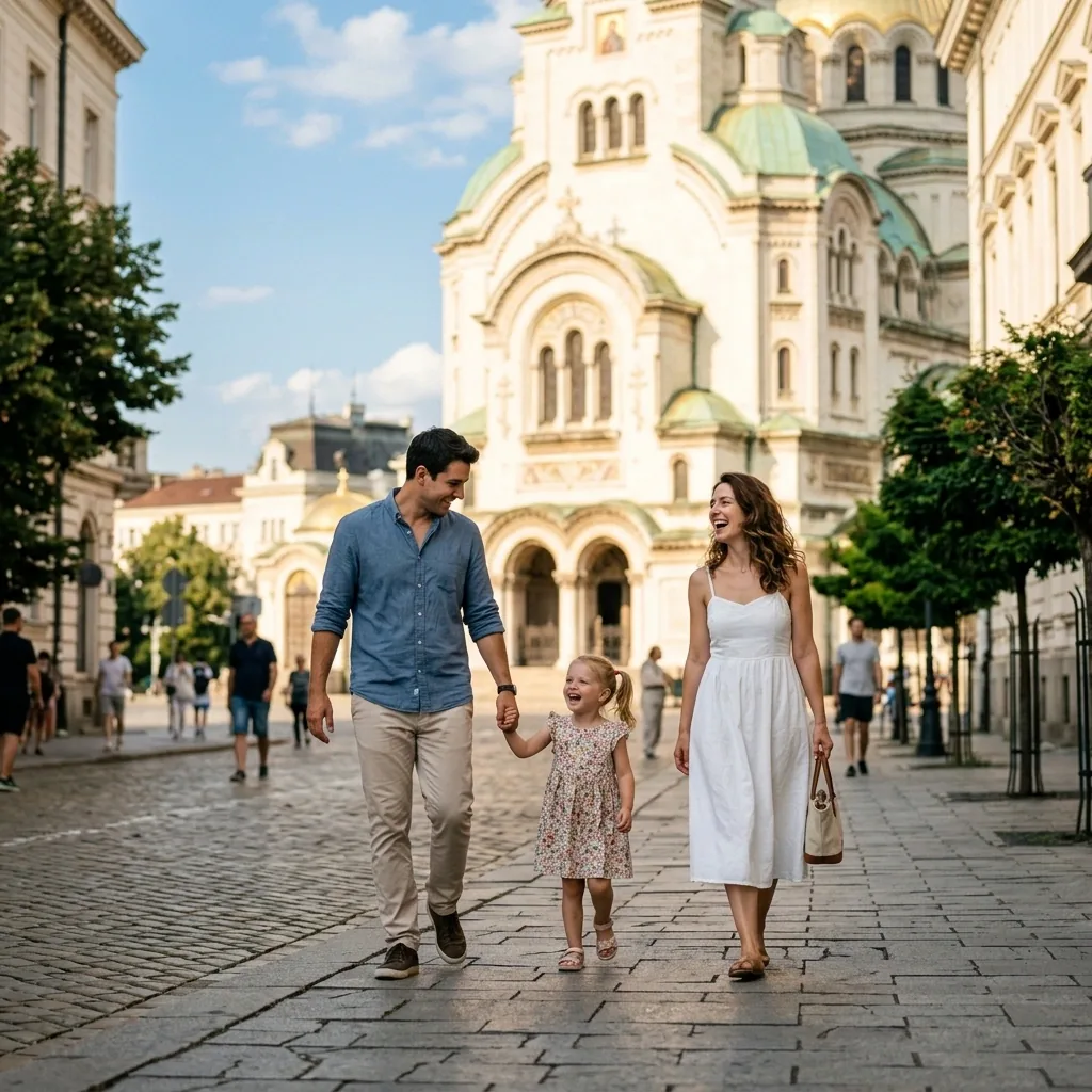 Семья в центре Софии, Болгария