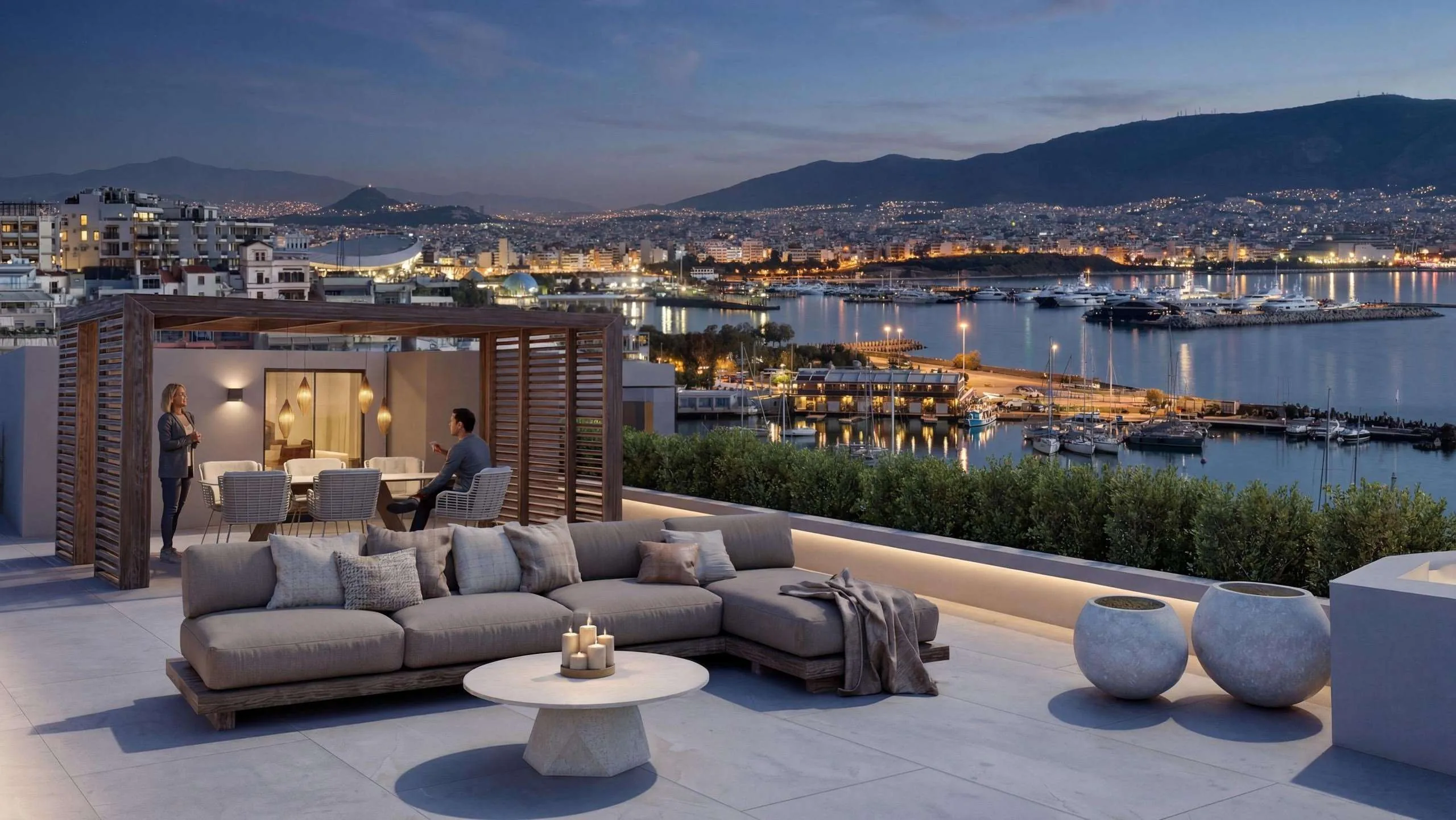 Lounge terrace with harbour views