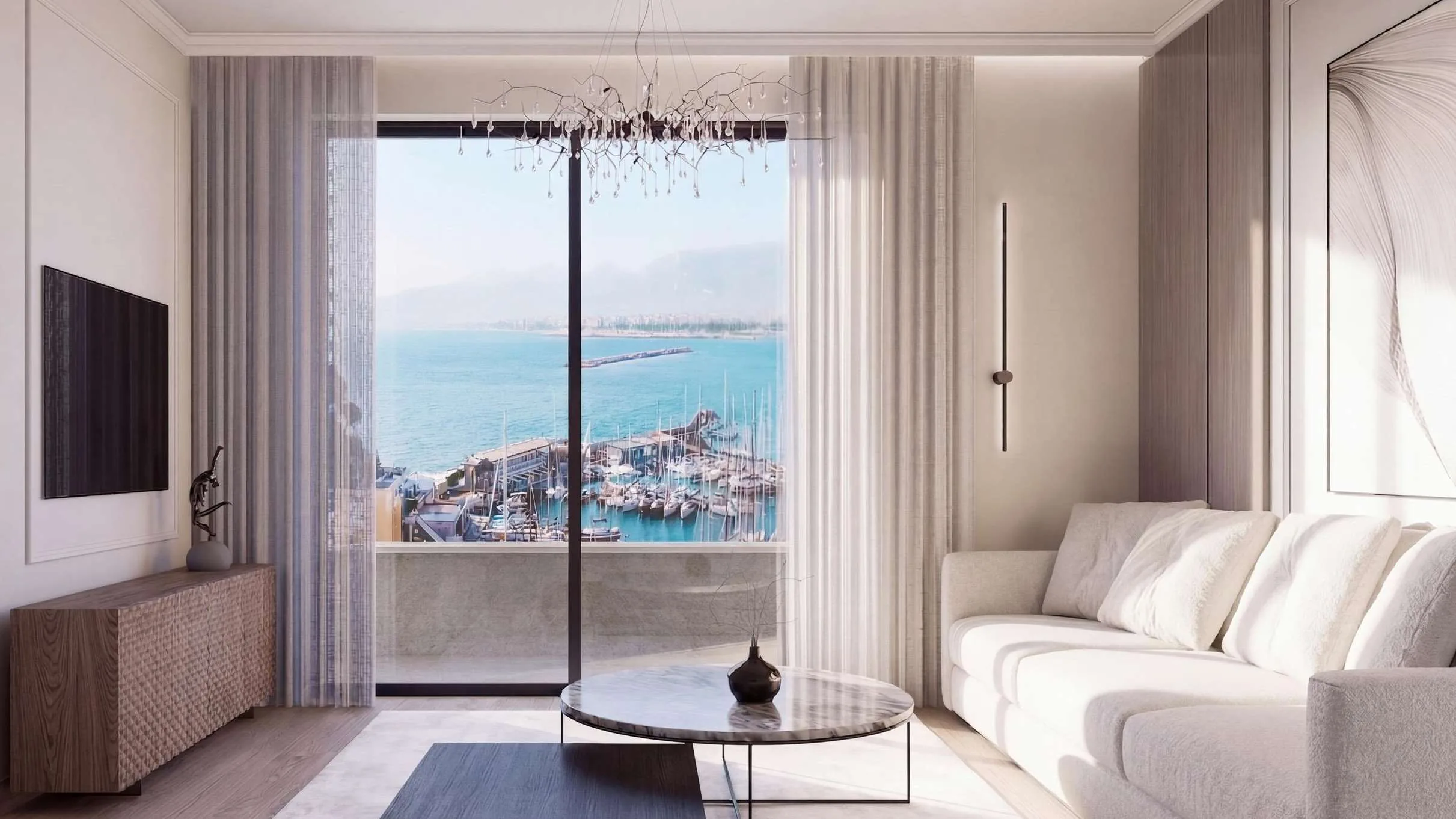 Living room with sea view